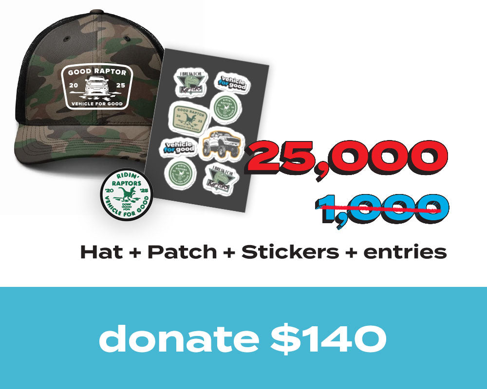 25,000 Entries for 2025 Ford Raptor - Raptor Hat+Patch+Stickers Bundle (25X Multiplier)