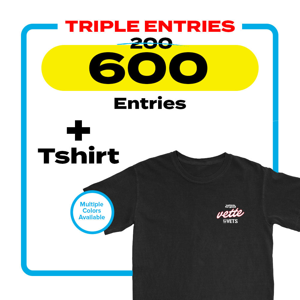 VETTE Tshirt + 600 Entries for Corvette - TRIPLE